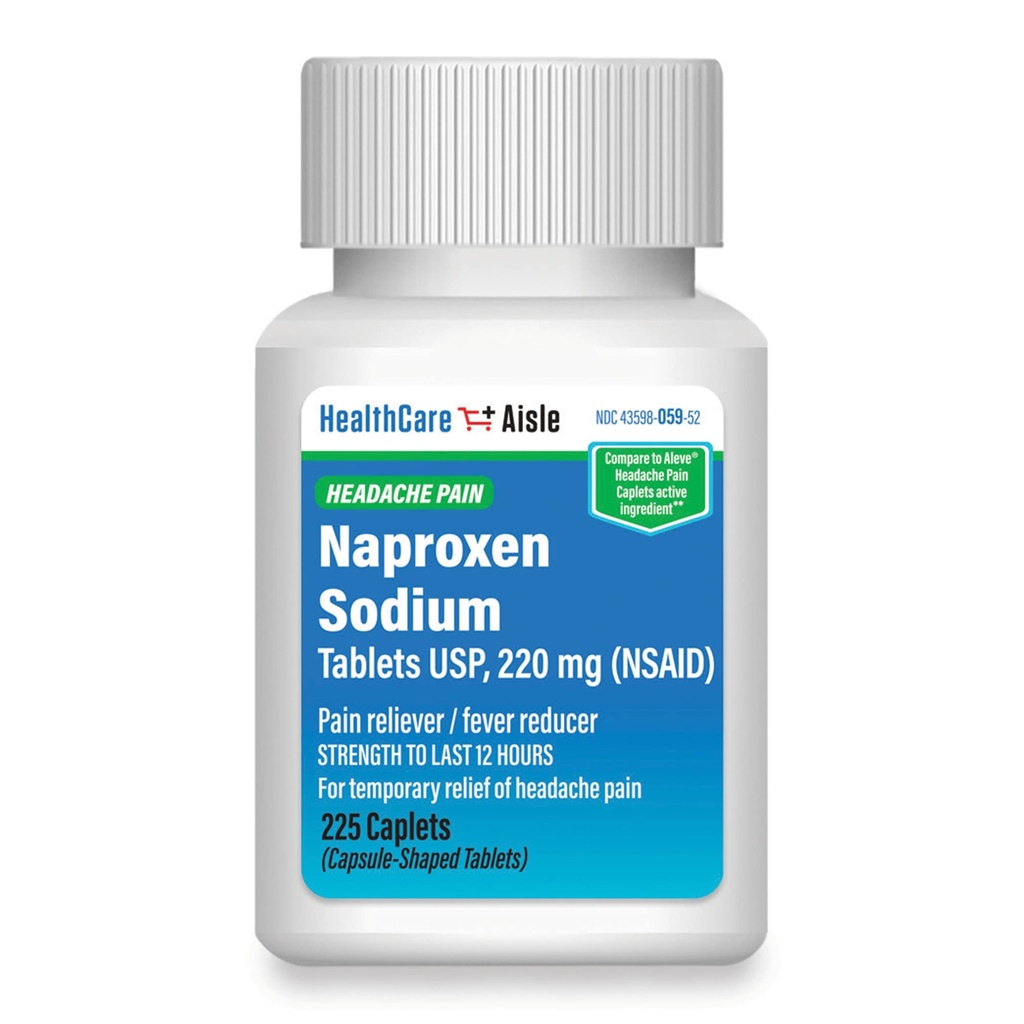 HealthCareAisle Naproxen Natrium, 220 mg - 225 caplets - Hovedpine Smerte Reliever, Op til 12 timer Relief