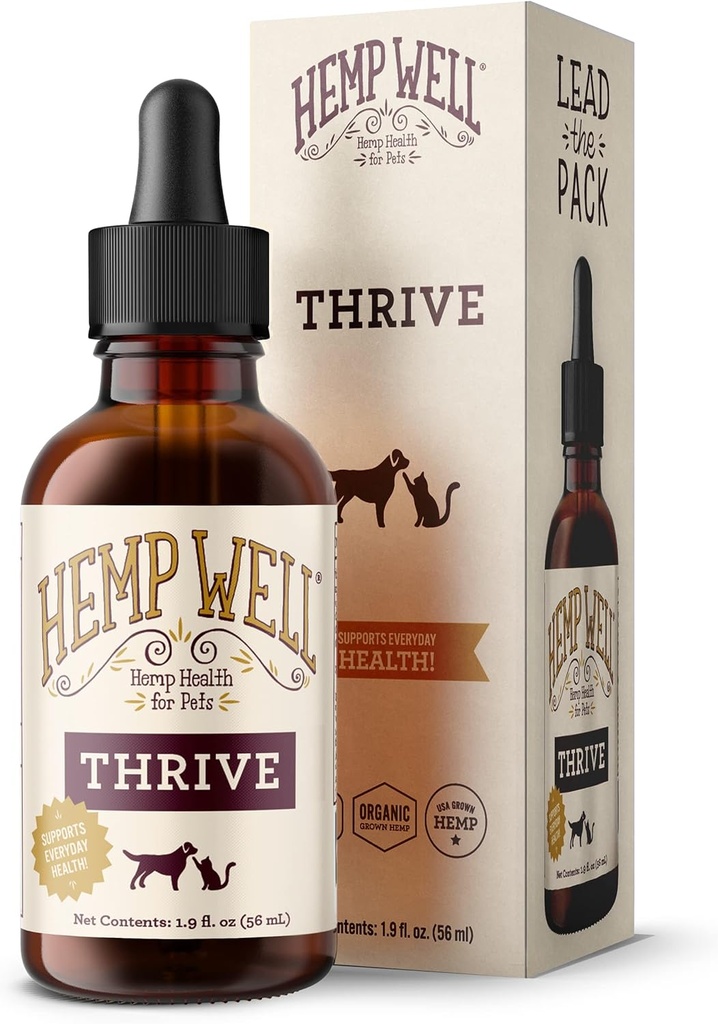 Hamp Godt Trive Olie til hunde og katte - Understøtter Hip, fælles, og hjerte sundhed, fremmer immunforsvar, Styrker Hud og Coat, Organisk Sourced - 2 Ounces