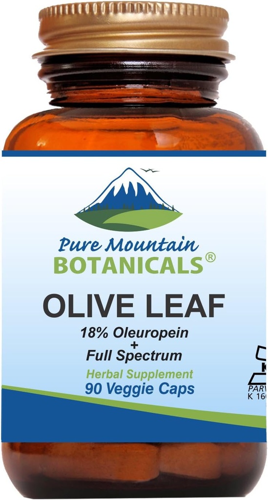 Pure Mountain Botanicals Olive Leaf Extract Kapsler - Kosher Vegan Caps Nu med 400mg Organic Olive Leaf og Potent Extract Supplement