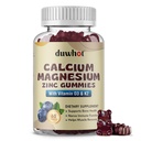 Calcium Magnesium Zinkgummier til kvinder, Chewable Calcium Supplement 1000 mg vitamin D3 & K2, Bone & Nerve sundhed, muskelfunktion, immunforsvar & stress Relief, blåbær flavor, 60 Ct