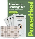 PowerHeal Bioelectric Bandage Kit til Sårpleje & Healing - Single Layer No Adhesive Inkluderer Sårhydrogel, Kan klippes til Fit - for udskæringer, Abrasions, Blistere, Burns - 4-Pack, 2 "x 2"