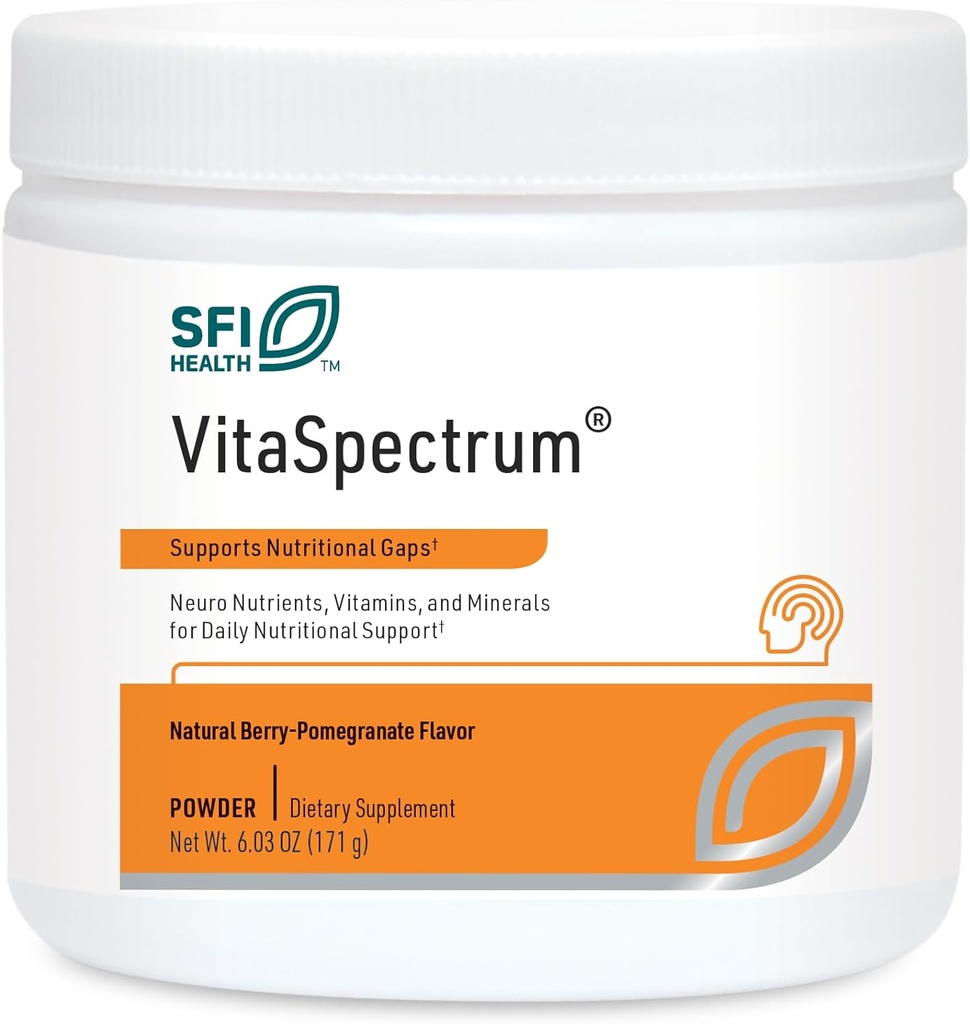 Klaire Labs SFI Health VitaSpectrum Powder - Børns Multivitamin / Mineral med 23 essentielle næringsstoffer i Berry- Pomegranate for Kids, Ingen kobber, jern, Gluten eller Casein (30 Servere, 171 Bedste)