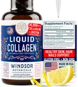 Koncentreret flydende collagen peptider Supplement - 30,000mcg Hydrolyzed flydende collagen til kvinder plus biotin hår, hud, neglestøtte - Sublingual Direct Drops eller i drikkevarer - Natural Lemon Drink 2 oz
