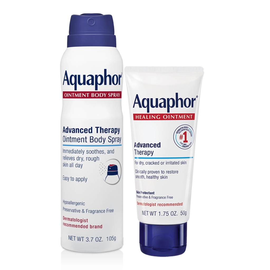Aquaphor Skin Care Set, Advanced Therapy Healing Salve (1.75 Oz) + Advanced Therapy Salve Body Spray (3.7 Oz), Hypoallergen og fragrance Free Body Moisturizer til tør hud