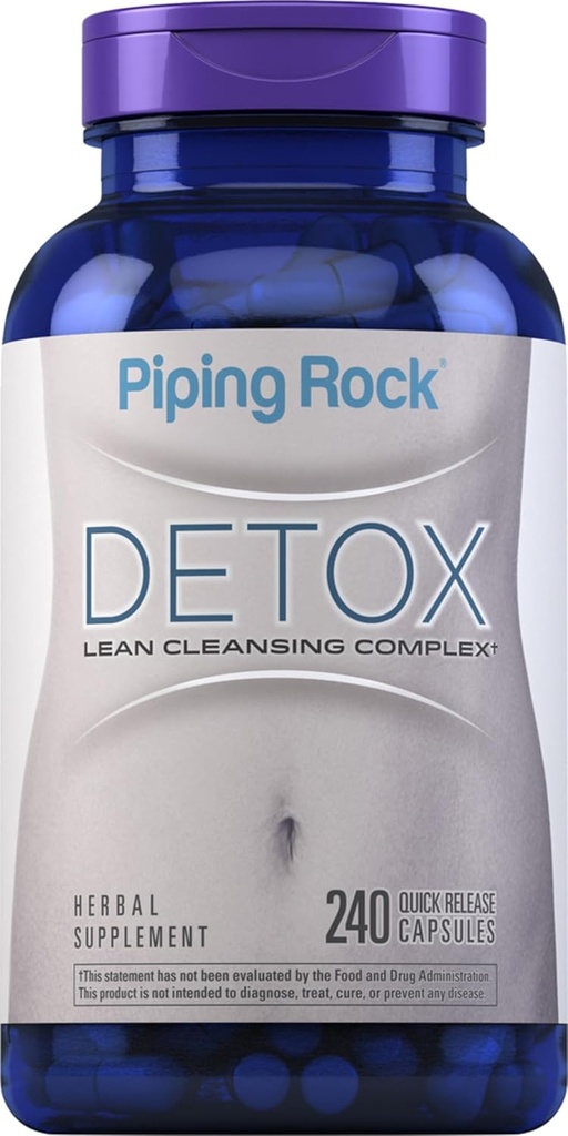 Piping Rock Detox Cleanse Capsules Measures 124; 240 piller Measures 124; Herbal Complex Measures 124; Lean Formel Measurement 124; med Mælkeolie Root Extract, Psyllium Husk, og Milk Thistle Measurement 124; Non-GMO, Gluten Free Supplement