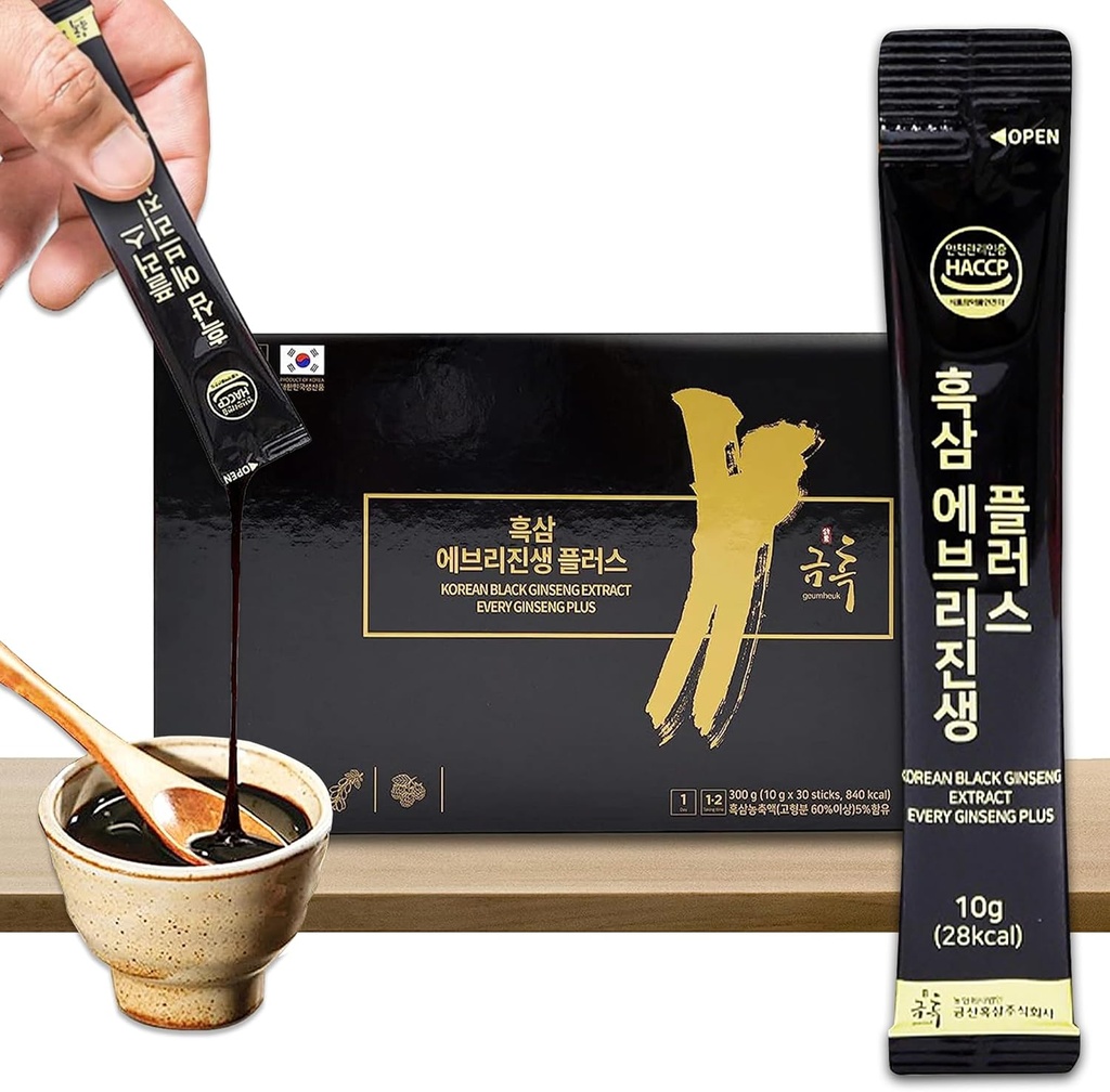 GeumHeuk Koreansk Sort Ginseng Uddrag Hver Ginseng Plus. 10g X 30 Stick Pouches. Immunstøtte, Energy Booster, Træthed Inddrivelse, Mental Performance. Patenteret metode.