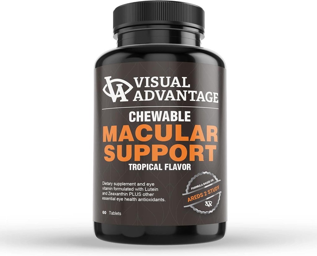 Macular Support Chewables - AREDS 2 Chewable Tablets - Tropical Flavor - AREDS 2 Formel for voksne - 60 Tablets, 1-måned Tilgang til øje Wellness
