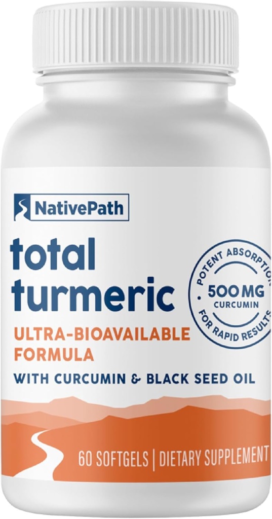 NativePath Gurkemeje med Black Seed Oil - Avanceret antioxidant & fælles supporttillæg - Premium Gurkemeje med forbedret høj absorption, ikke-GMO & glutenfri, 60 bløddele