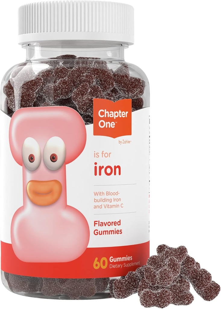 Zahler Iron Gummies med C-vitamin - for kvinder, mænd og børn - bedste tyggetætte til det største kosher jerntilskud til børn og voksne - 60 Greve