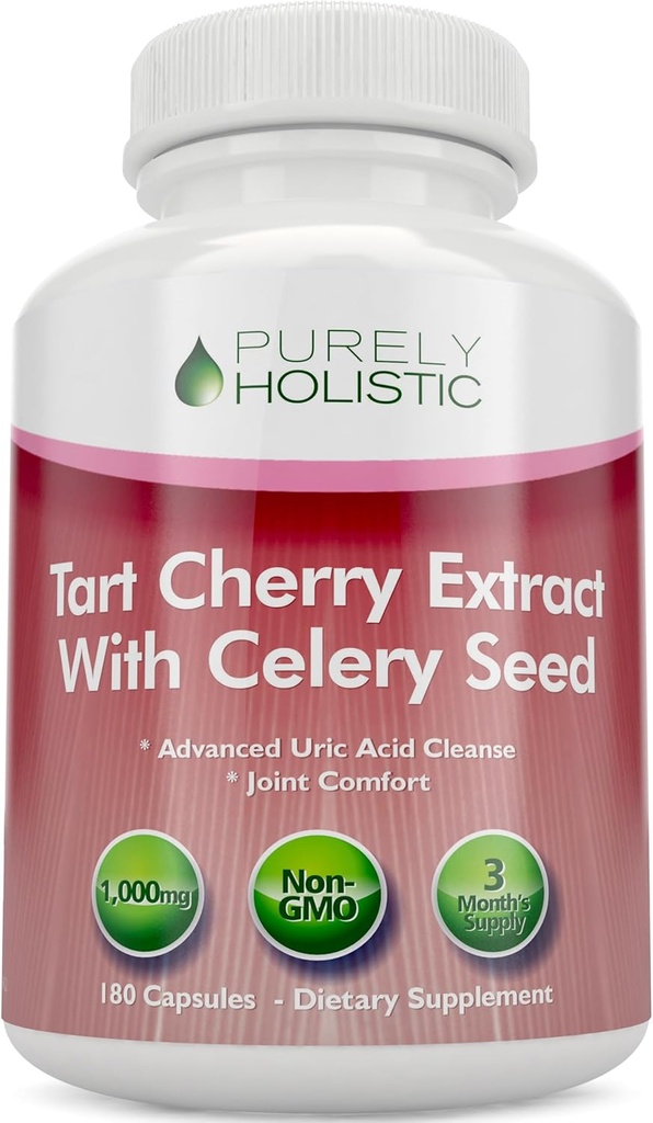 Tart Cherry Extract Kapsler 1.000mg - 180 Kapsler, 3 måneders forsyning - Blend med Tart Cherry og Selleri Seed Powder