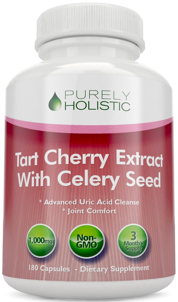 Tart Cherry Extract Kapsler 1.000mg - 180 Kapsler, 3 måneders forsyning - Blend med Tart Cherry og Selleri Seed Powder