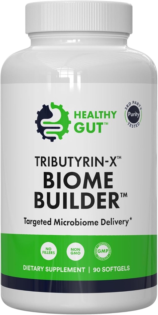 Healthy Gut Tributyrin-X | Most Bioavailable Butyrate Supplement for Gut Health & Leaky Gut Support | 99% Pure w/Zero Odor | 90 Softgels