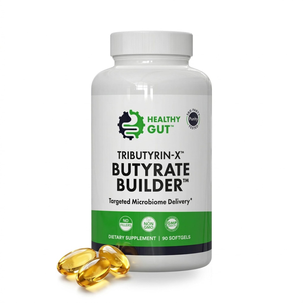 Healthy Gut Tributyrin-X | Most Bioavailable Butyrate Supplement for Gut Health & Leaky Gut Support | 99% Pure w/Zero Odor | 90 Softgels