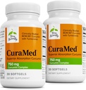 Terry naturligt CuraMed 750mg - Antioxidant supplement til hjerne og hjerte sundhed - tillæg med høj potens Curcumin kompleks - Nyre, lever & immunforsvar - 30 Softgels (pakke med 2)