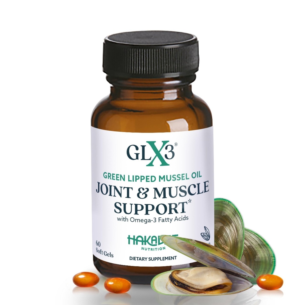 GLX3 Joint Support Extra Strength Omega-3 Supplements124; Premium New Zealand Green Lipped Mussel Oil - Comfort, Fleksibilitet, Muscle Recovery - ETA EPA DHA Omega 3 Supplement Kapsler af Haka Life