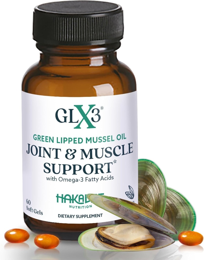 GLX3 Joint Support Extra Strength Omega-3 Supplements124; Premium New Zealand Green Lipped Mussel Oil - Comfort, Fleksibilitet, Muscle Recovery - ETA EPA DHA Omega 3 Supplement Kapsler af Haka Life