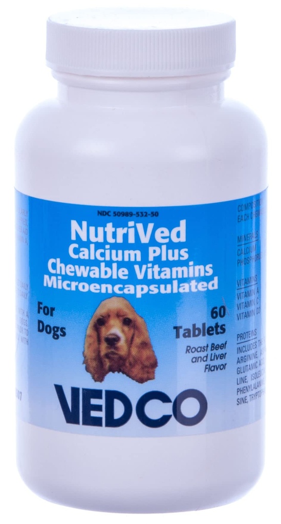 Næringsstof Calcium Plus tyggetabletter til hunde - 60 tabletter