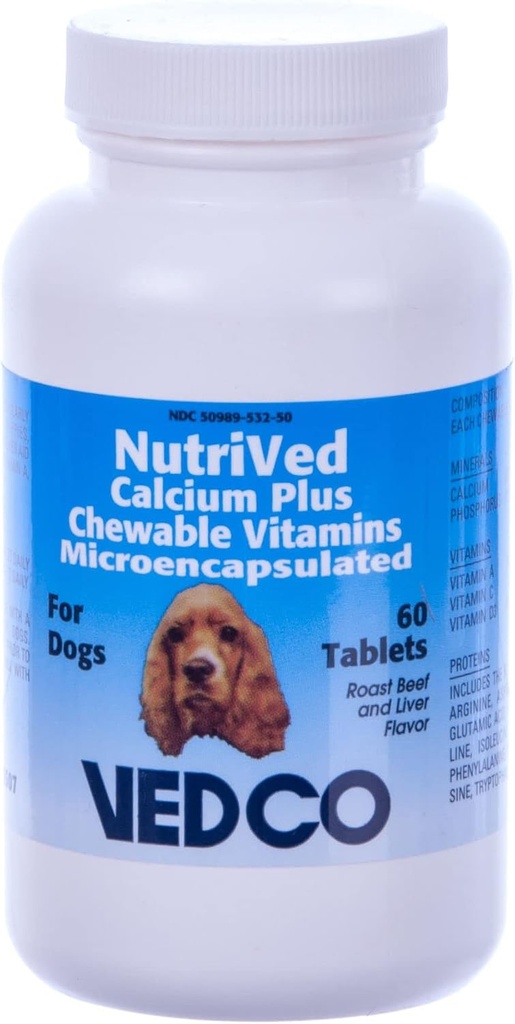 Næringsstof Calcium Plus tyggetabletter til hunde - 60 tabletter