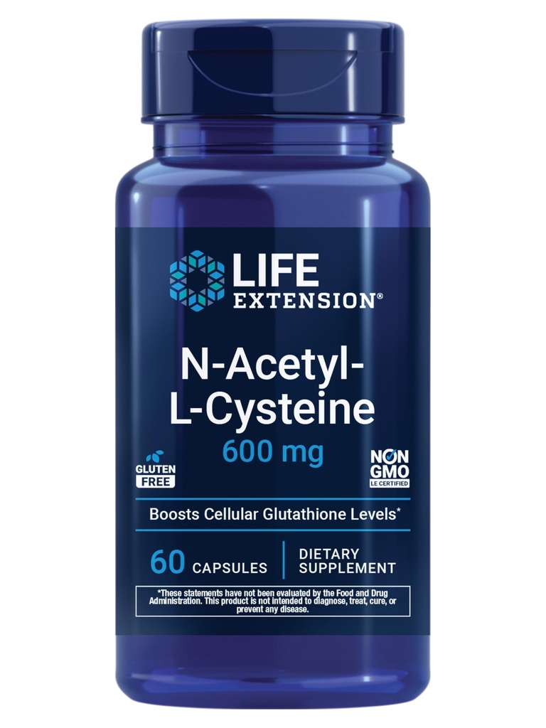 Life Extension N- Acetyl- L- Cystein (NAC), immunrespons, respiratorisk sundhed, leversundhed, NAC 600 mg, antioxidant Defense, Gratis radikaler, Let at Absorb, 60 kapsler