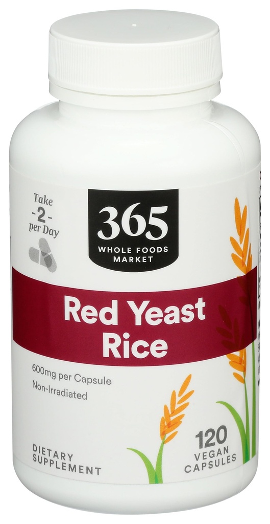 365 af Whole Foods Market, Red Yeast Rice 600mg, 120 Greve