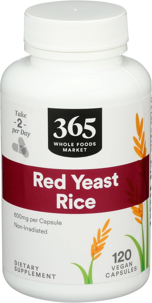 365 af Whole Foods Market, Red Yeast Rice 600mg, 120 Greve