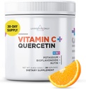 Livingood Daily High Dosis Vitamin C Powder Supplement, 2.600 MG Ascorbic Acid Powder understøtter Immunitet & Hudsundhed, pulveriseret C-vitamin med Quercetin, sødet med Stevia, Vegan, 30 Servere