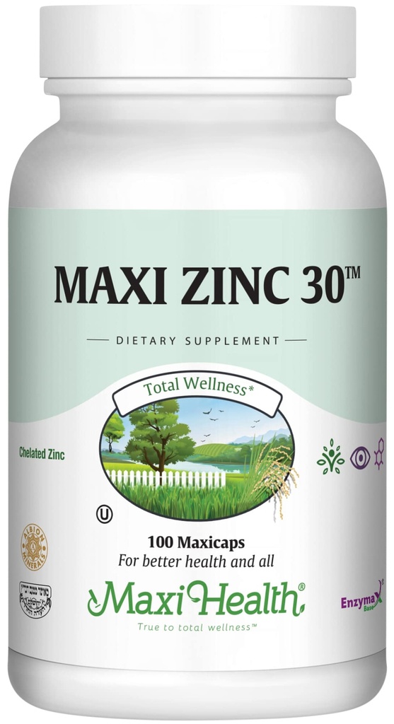 Zinktilskud - Zink 30 mg med Enzymax - Højeste potens immunforsvar - Chelated Zink Glycinate Kapsler - Zink Vitamin til voksne - Kosher - 100 Greve