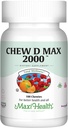 Maxi Health Chewable Vitamin D3 2000 IE tillæg - Lækker naturlig Bubble Gum Flavor - Understøtter Calcium Absorption, Immunet og Knoglesundhed hos voksne kvinder, Mænd, Børn og Tandlæger - 100 Chews