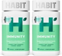 Habit Immunity Supplement 2 Pack (120 kapsler) - Nyt udseende, Echinacea, Elderberry, Gurkemeje, Zink Blend til støtte immunforsvar og antioxidant niveauer, Vegan, Non- GMO