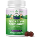 Kids Iron Gummies - Blood Builder Iron Supplements for Kids with Gentle for Strong Immunity & Energy - Vitamin B12, Folate & Vitamin C Gummies - Vegansk GMO & Gluten Gratis for Toddlers - 90 Greve
