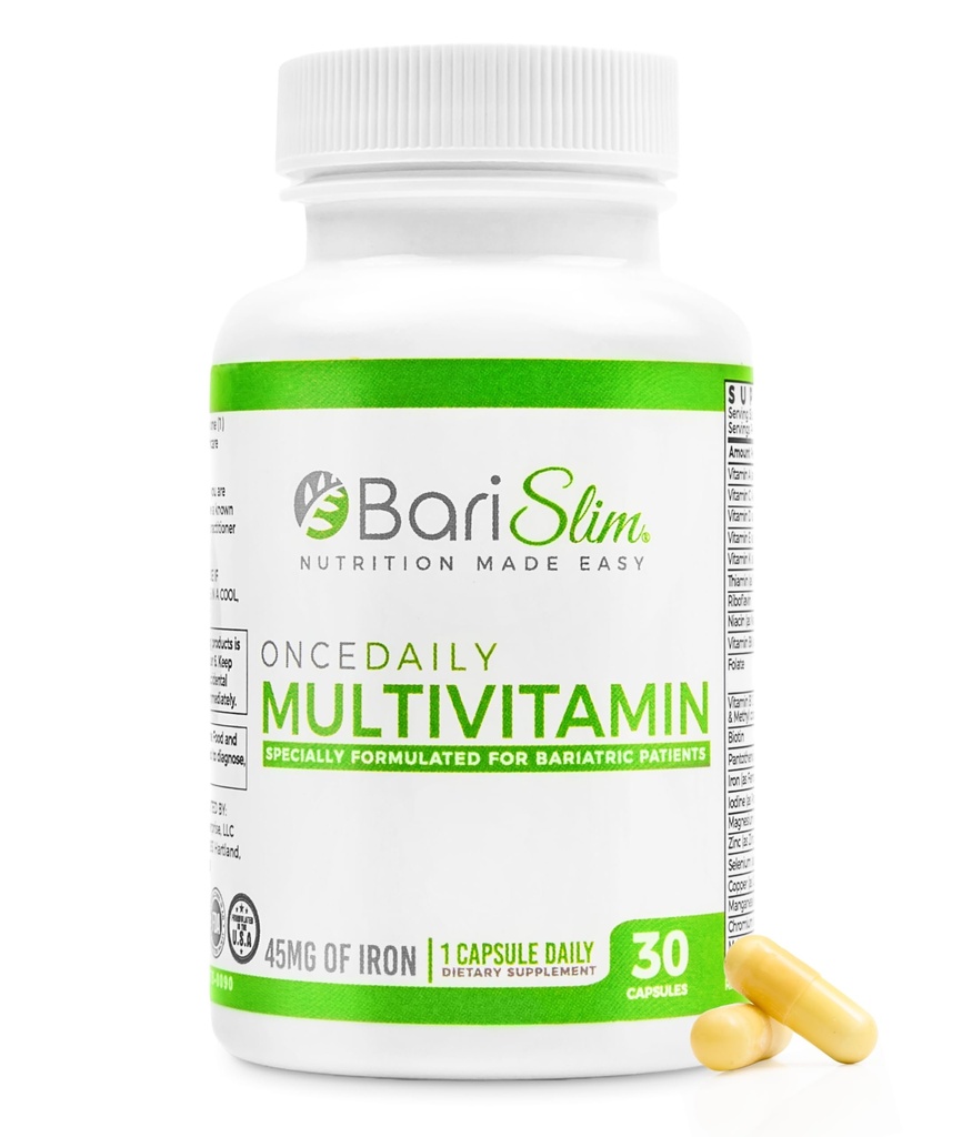 BariSlim Én gang daglig Bariatric Multivitamin Capsule - 45 mg jern - Bariatric Vitamin & supplement til post Bariatric Kirurgi herunder Gastric Bypass & Gastric Sleeve