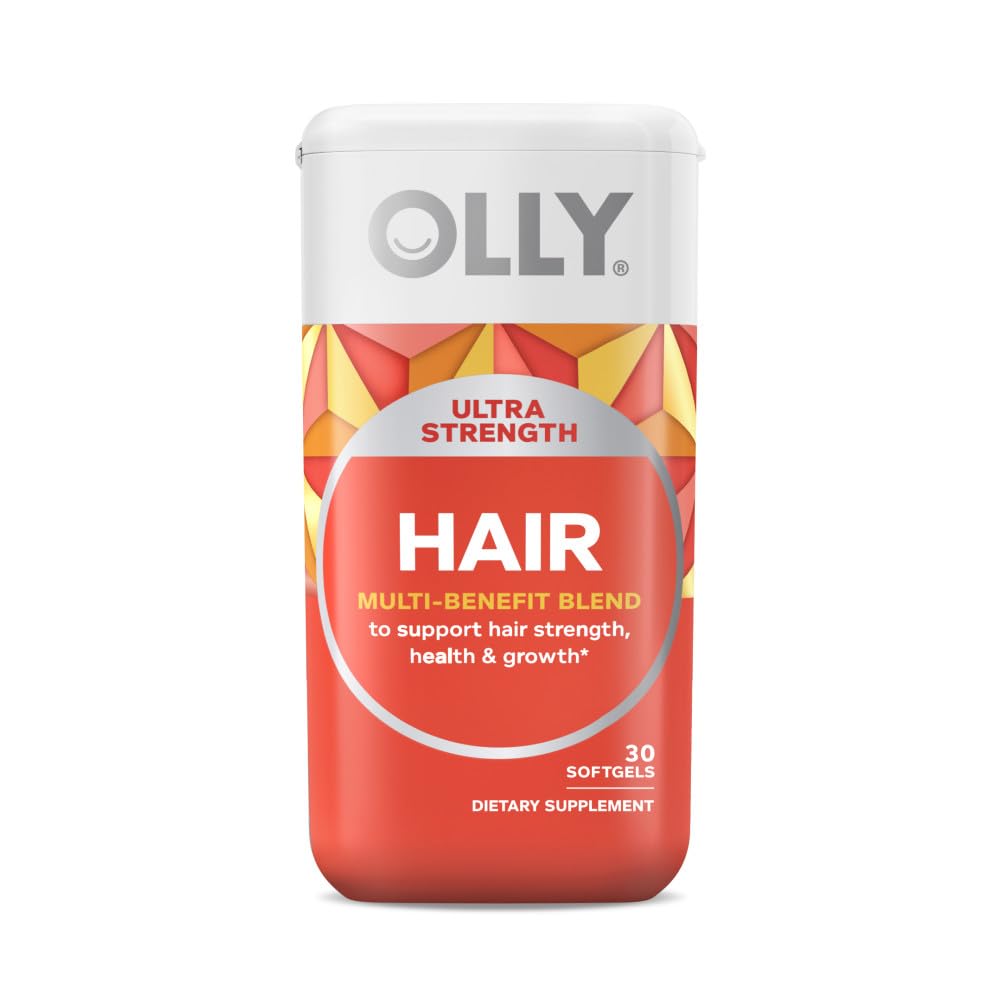 OLLY Hår og hud Vitamin Bundle - Ultra Strength Hår Softgel med Biotin, Keratin, Vitamin B12, D og fejlfri Complexion Gummy med Vitamin A, E, Zink til Clear Skin - 30 og 50 Tæl