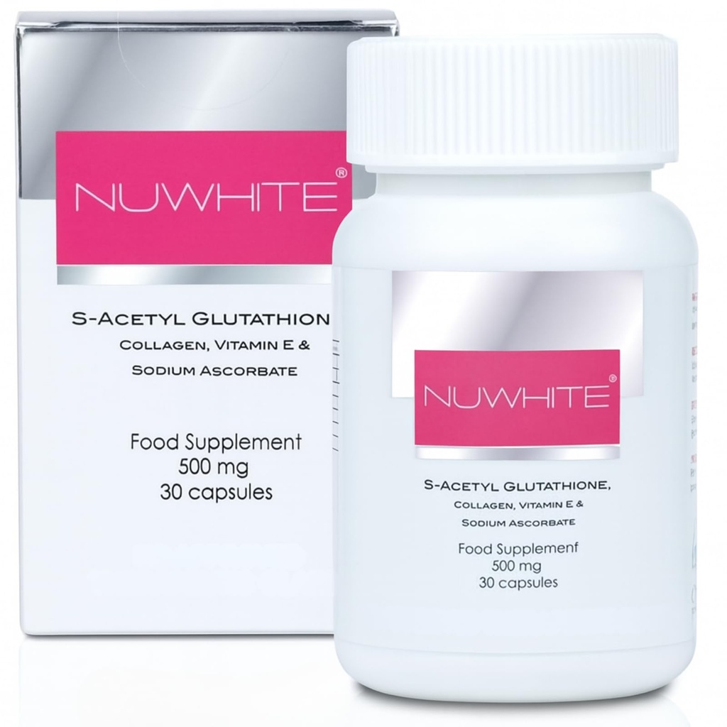 Nu hvid S- acetyl glutathion Ny forbedret formel hudblegning 30 kapsler