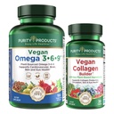 Renhed produkter Bundle - Vegan Omega 3-6-9 (180 ct) + Vegan Collagen Builder Omega 3-6-9 ("5 i 1" Plant- baseret Omega Essential Fede Acid) - Vegan Collagen Builder (w / Key Plant- baserede ingredienser)