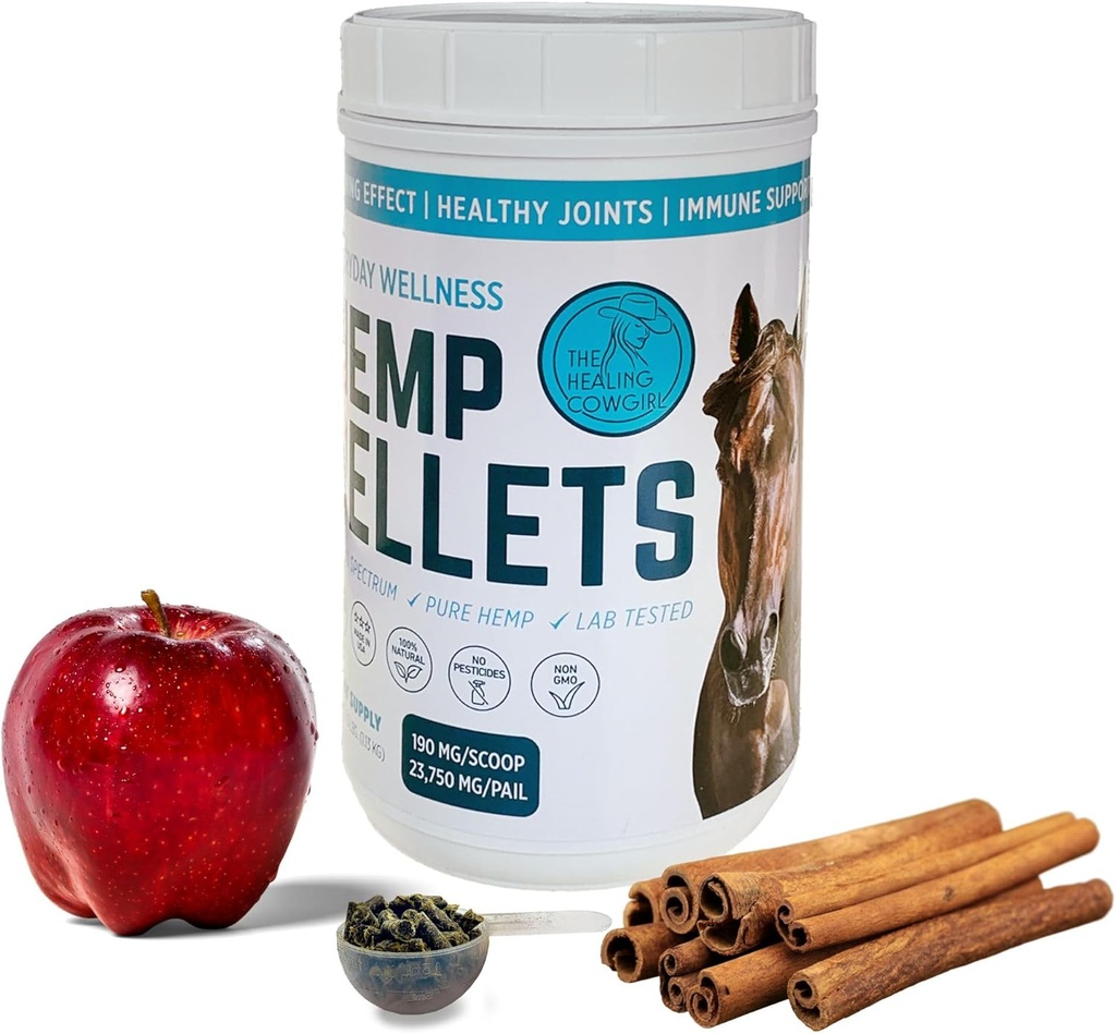 Hver dag Wellness Hamp Pellets til Heste (2,5 lbs) w / Apple kanel flavor - Calming - Sund Joints & Mobility - Allergier - Equine Care - 62 dages forsyning (to gange / dag)