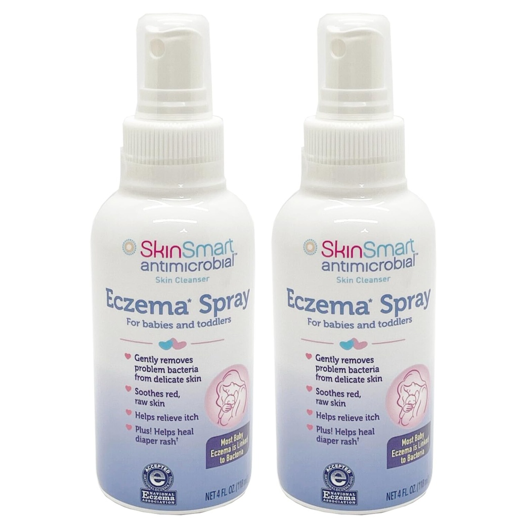 SkinSmart Eksem Spray til Babyer og Toddlers, Fjerner Bakterier så hud kan heal, 4 Ounce Spray (Pack of 2) Sikker for Delicate og Raw Skin