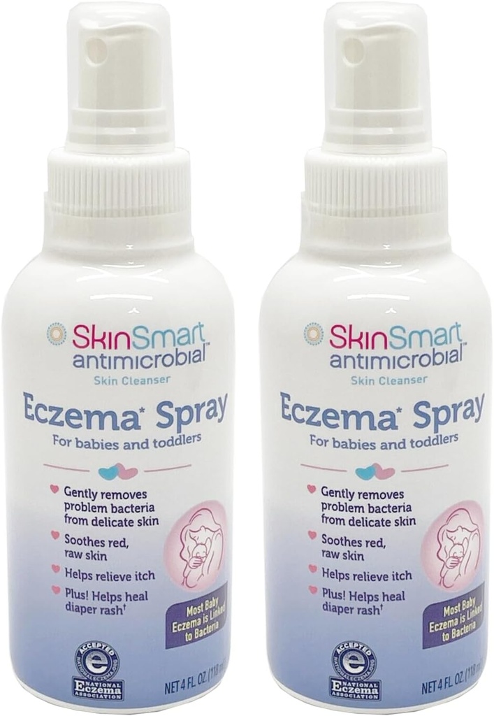 SkinSmart Eksem Spray til Babyer og Toddlers, Fjerner Bakterier så hud kan heal, 4 Ounce Spray (Pack of 2) Sikker for Delicate og Raw Skin