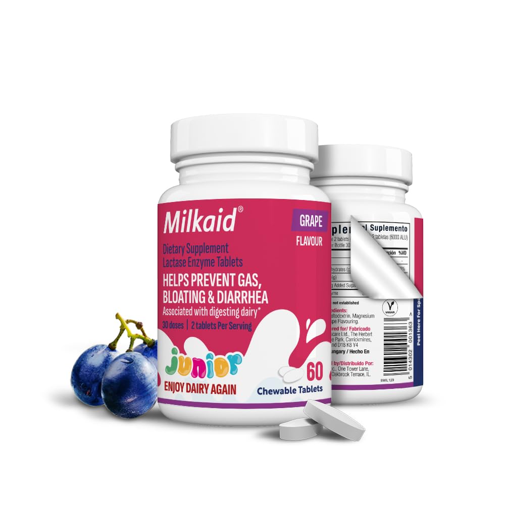 Milkaid Junior Lactase Enzyme tyggetabletter til laktoseintolerans