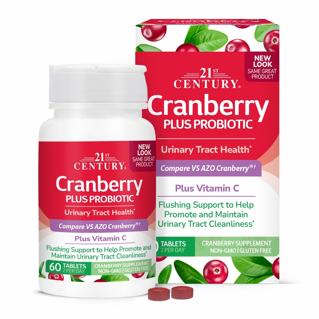 21. århundrede Cranberry Plus Probiotiske tabletter, 60 Greve