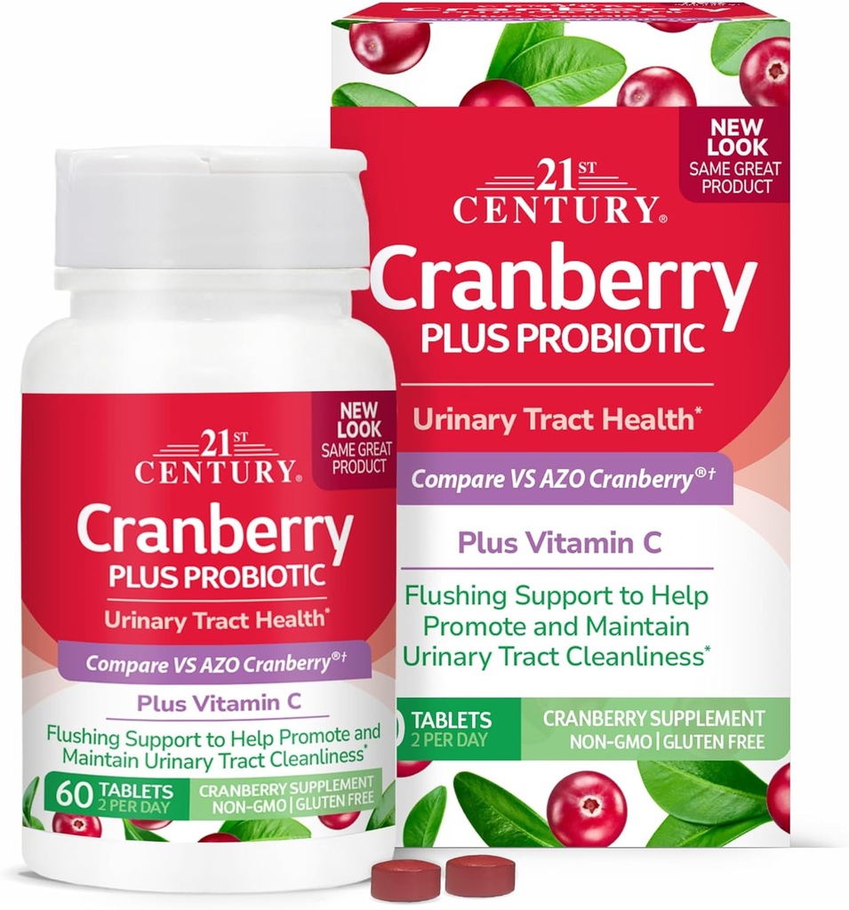 21. århundrede Cranberry Plus Probiotiske tabletter, 60 Greve