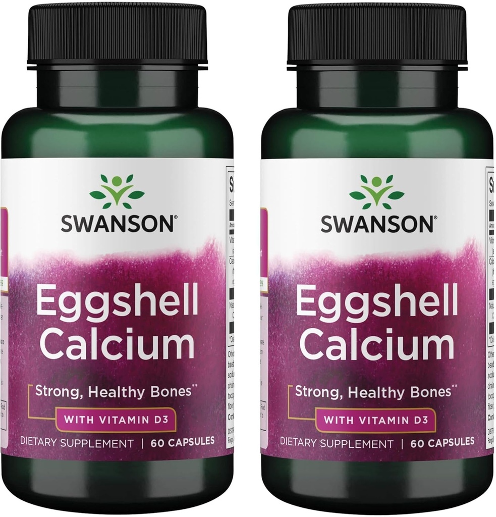 Swanson Eggshell Calcium med D3- 60 kapsler (2 pakker)