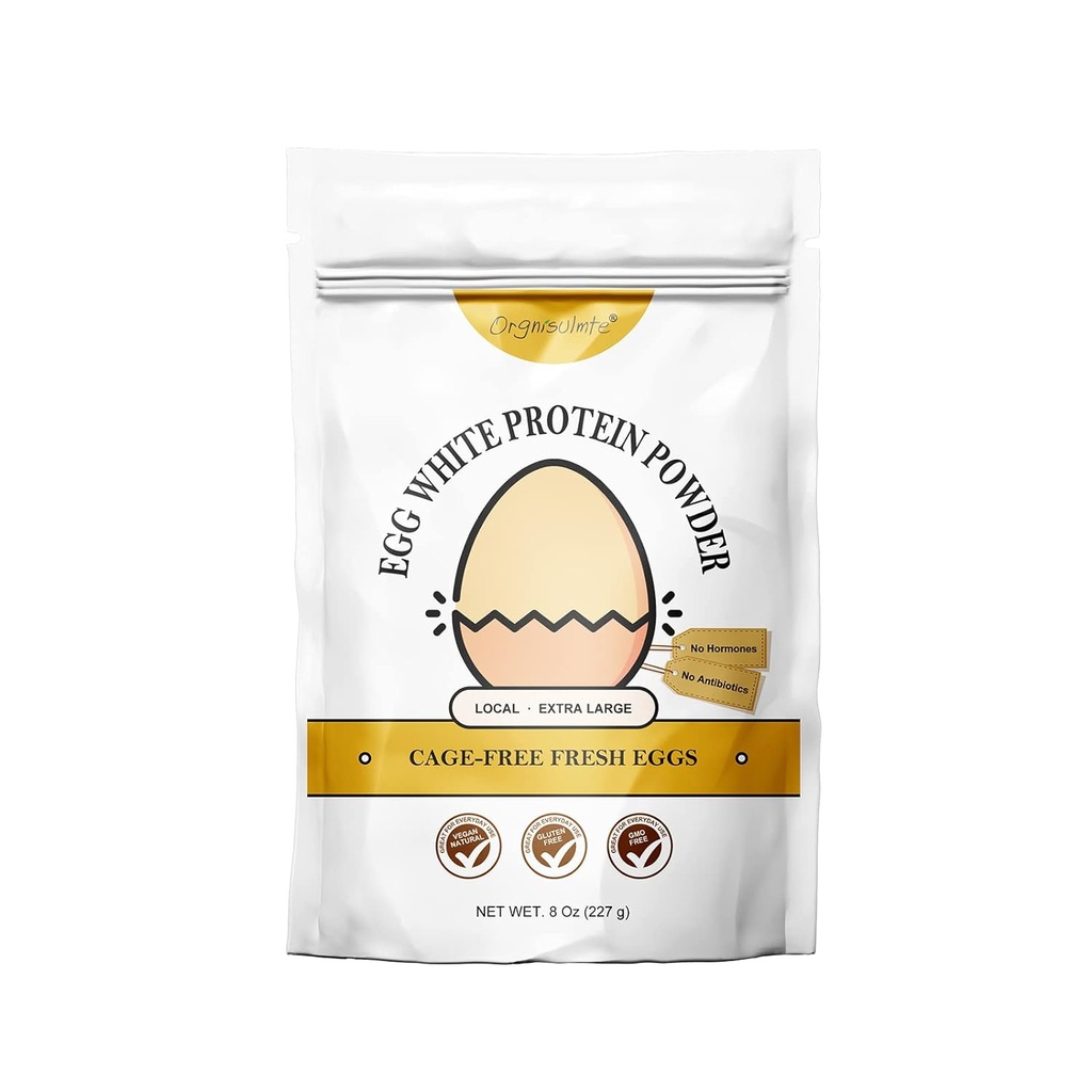 Ordnisulmte Egg White Protein Powder 8 Oz, Pasteurized Tørret Egg Whites Protein, Gluten- Free, Non- GMO, Unflavored, Free Range High Whip til Bagning, Desserts 227g