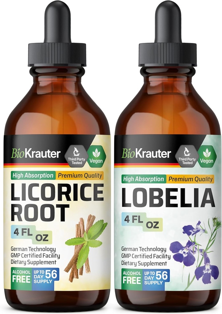 BIO KRAUTER Licens Root Tinktur 4 Fl. Oz. & Lobelia Tincture 4 Fl. Oz.