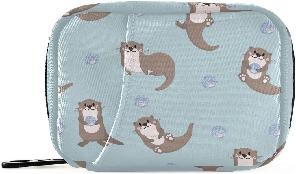 Pill Box Sea Otters 7 dages Pill Case Rejser Pill Organizer Bag med lynlås Portable ugentlige Vitamin Medicin Supplement Holder Pouch Bag