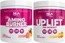 NLA for hendes Pre / Intra Workout Stack (omfatter hendes termogene Amino Hawaii Sunset og Oplift Max Pre Workout Sour Peach Ringe)