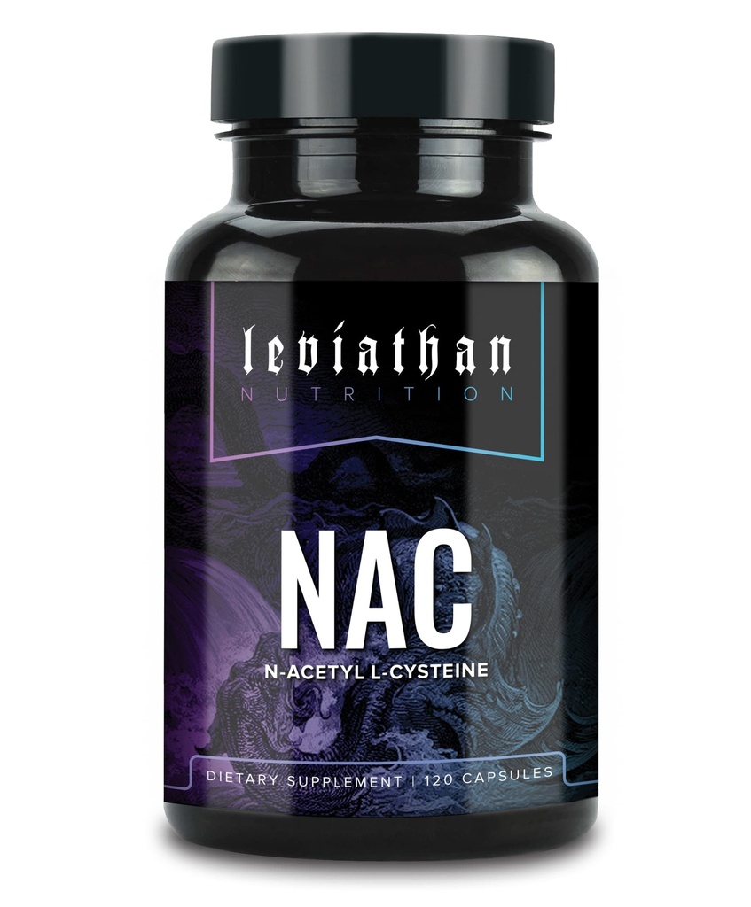 Leviathan Nutrition NAC Supplement N- Acetyl Cystein for Lung, Lever, immunforsvar - Potent antioxidant Support til Boost Glutathion Niveau 600mg, 120 kapsler