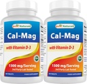 Bedste Naturals Calcium Magnesium med vitamin D3 1500mg Servering 180 tabletter (180 greve (pakke med 2))