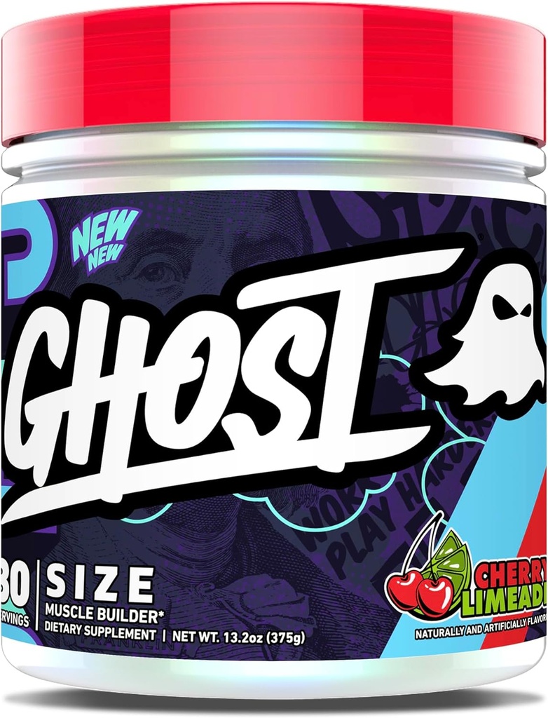 GHOST størrelse V3 Muscle Builder Kosttilskud - Cherry Limeade, 30 Serveringer - Support Muscle Growth & Strength Building for Mænd & Kvinder - Creatin & Betaine - Gratis sukker & Gluten