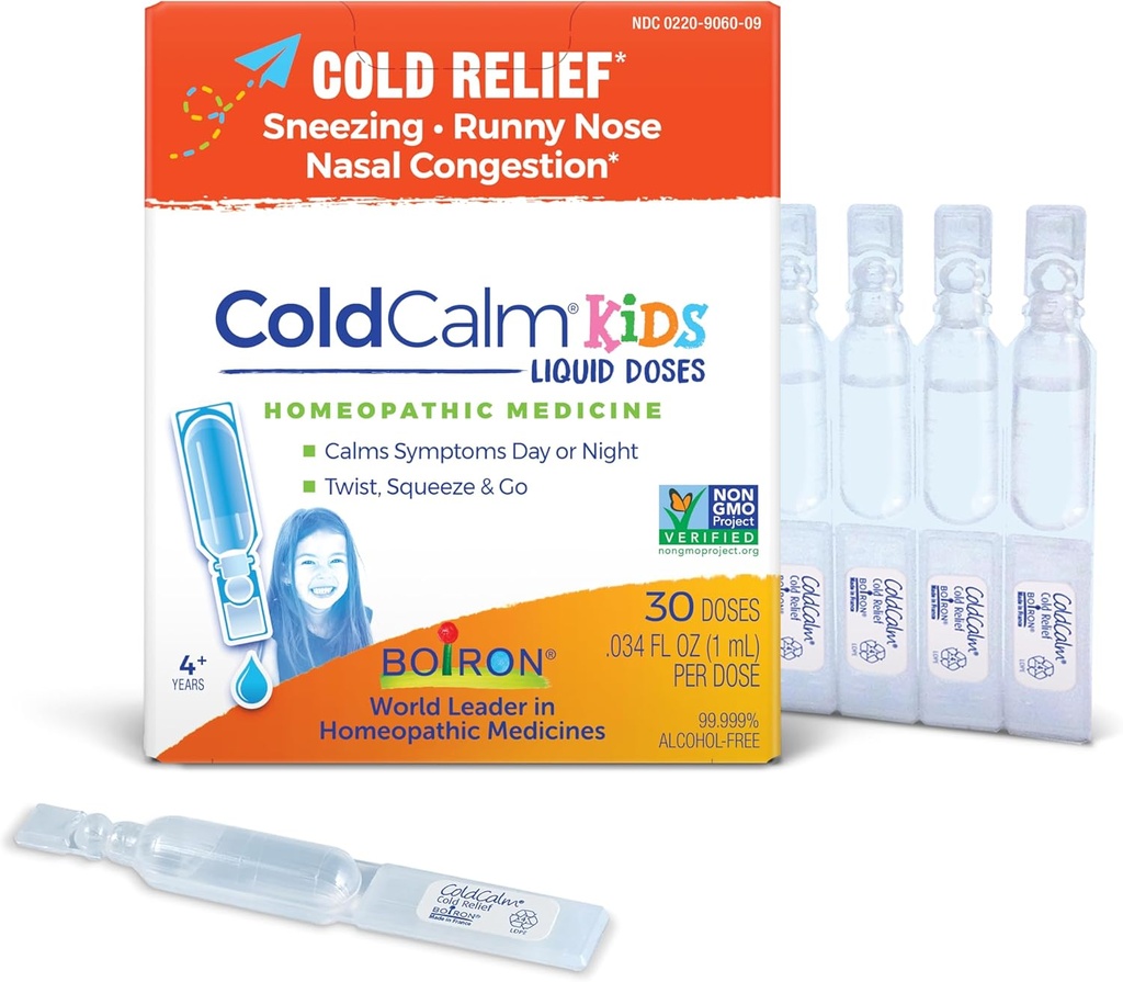 Boiron ColdCalm Kids Single-Brug Drops til Relief fra kolde symptomer på nysen, Runny Næse, og Nasal Congestion - Steril og non- Drowsy flydende doser - 30 Greve