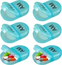 6 Pack Pill Organizer Pocket lille sag Holder Am Pm Pill sag Portable To Segment runde rejser 2 gange om dagen for Vitamin Medicin tillæg (grøn)